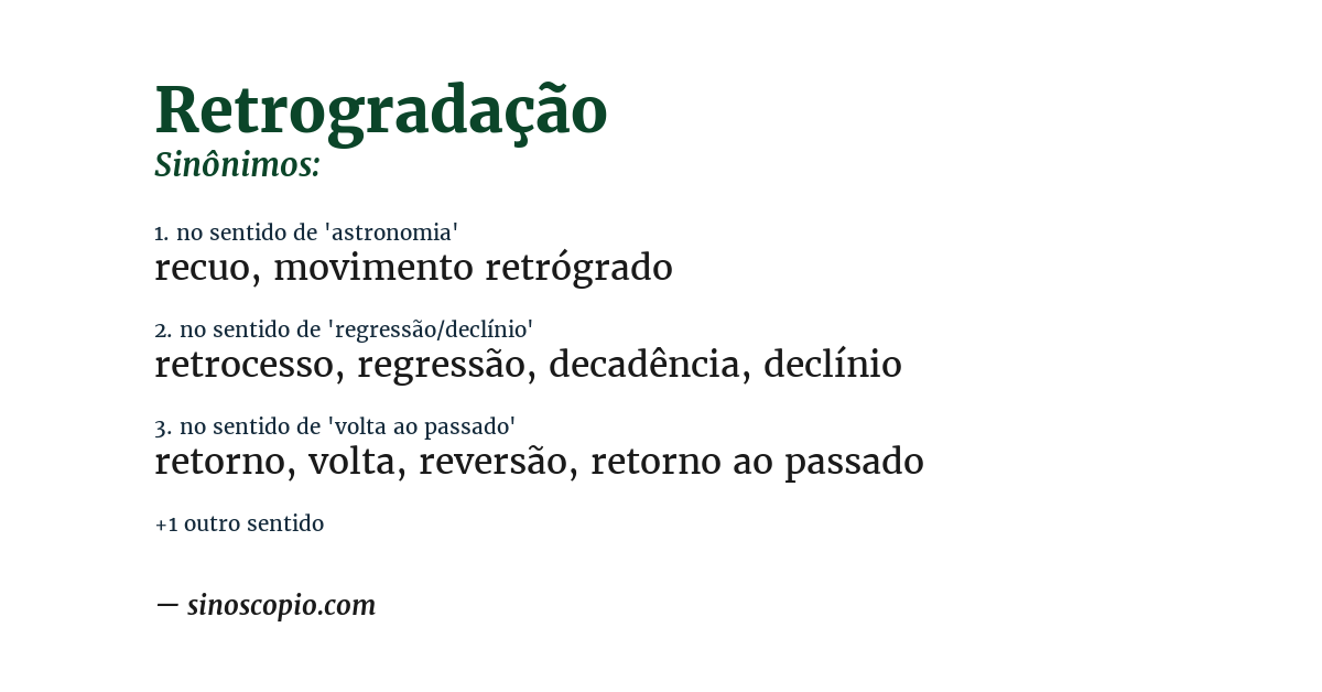 Sinônimo de retrogradação