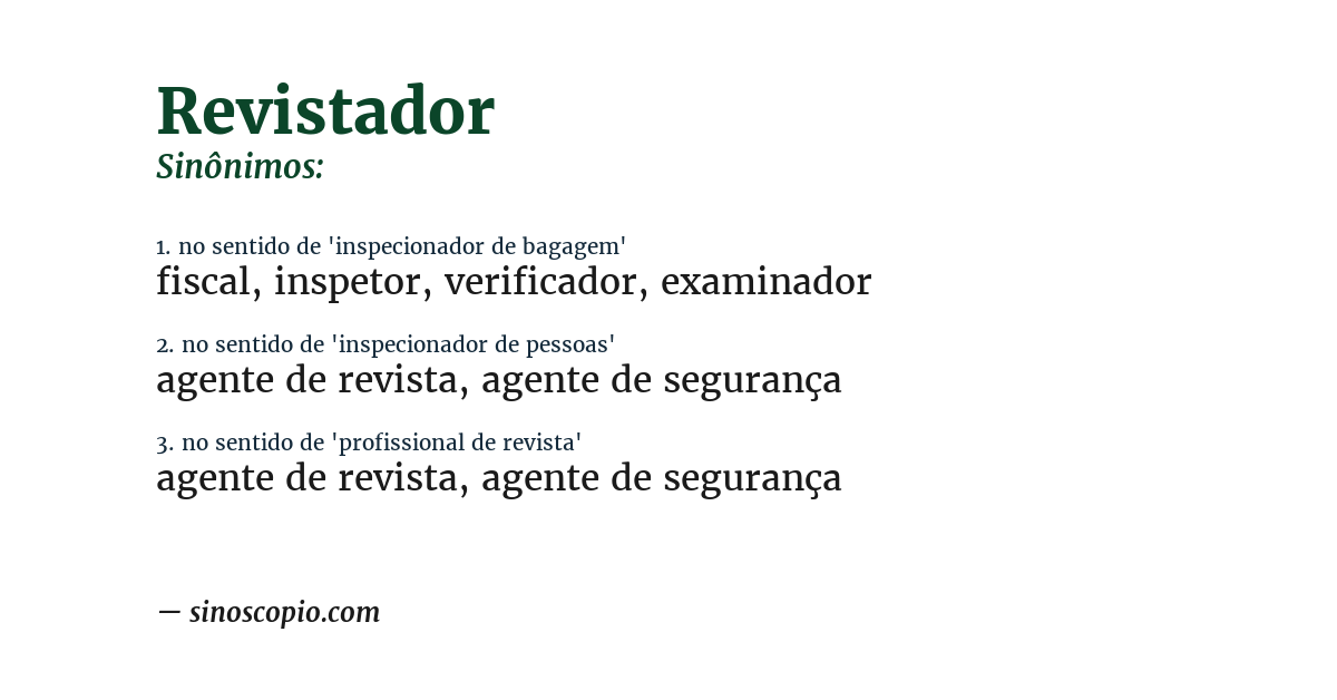 Sinônimo de revistador