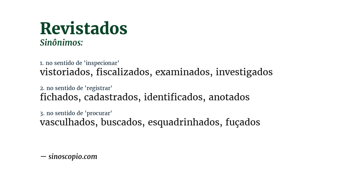 Sinônimo de revistados