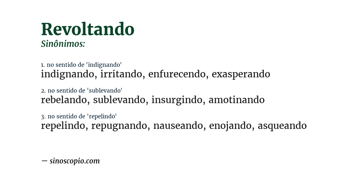 Sinônimo de revoltando