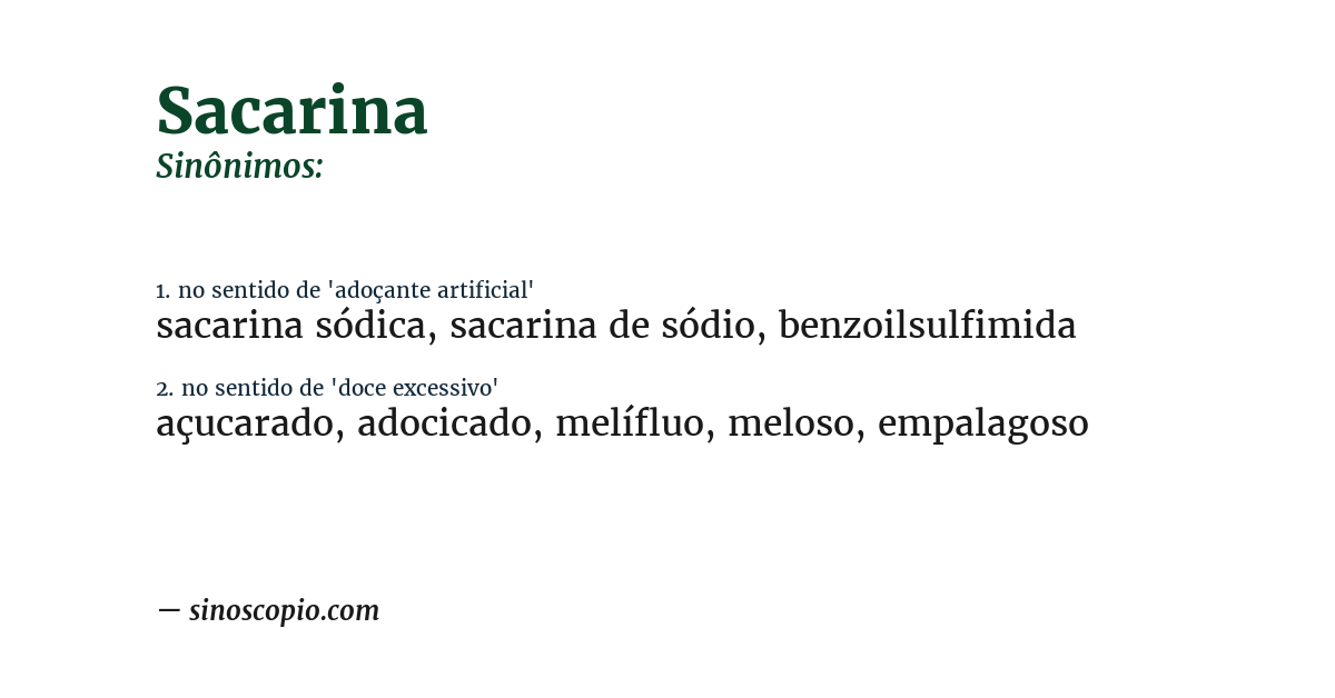 Sinônimo de sacarina