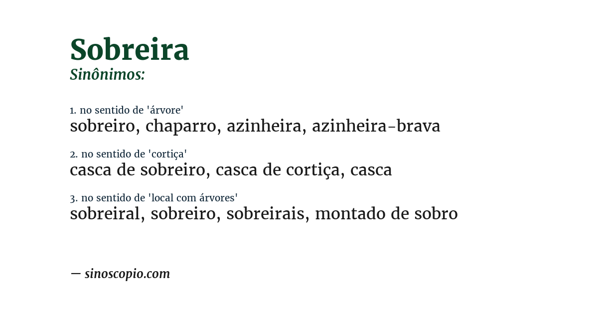 Sinônimo de sobreira