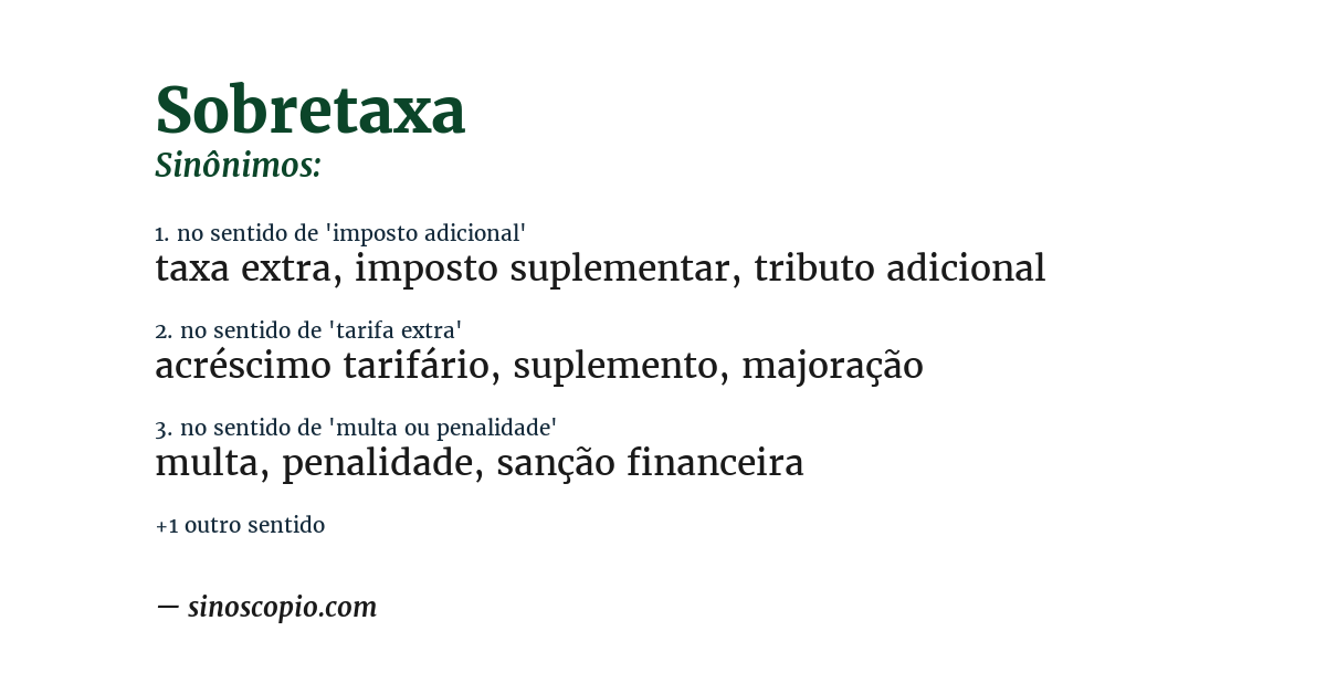 Sinônimo de sobretaxa
