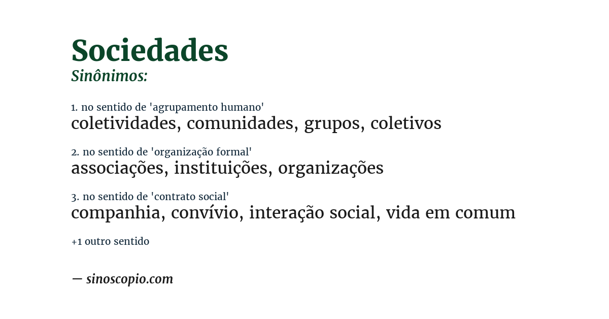 Sinônimo de sociedades