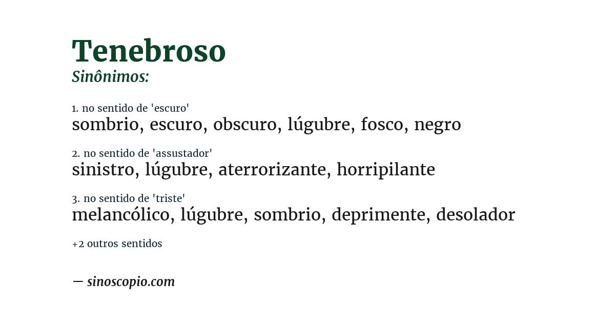 Sinônimo de tenebroso