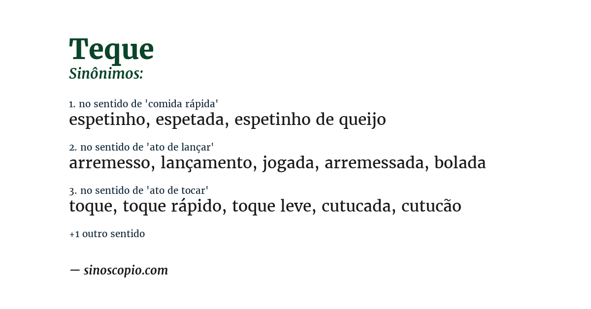 Sinônimo de teque