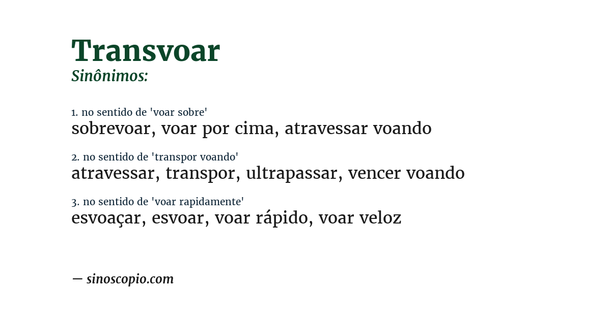Sinônimo de transvoar