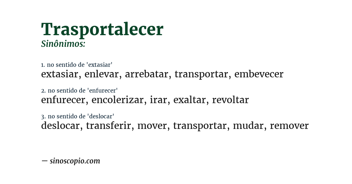 Sinônimo de trasportalecer
