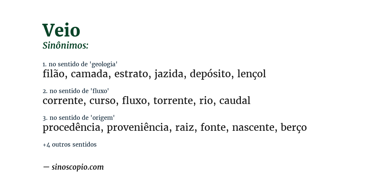 Sinônimo de veio
