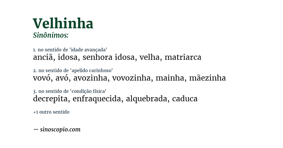 Sinônimo de velhinha