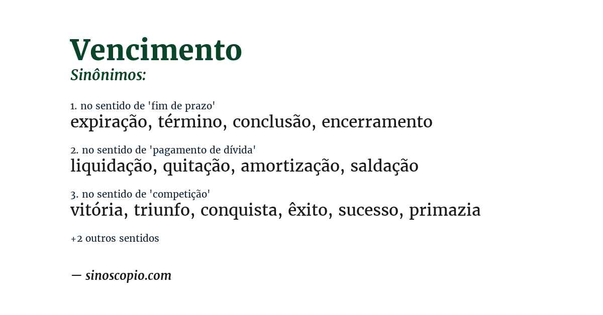 Sinônimo de vencimento