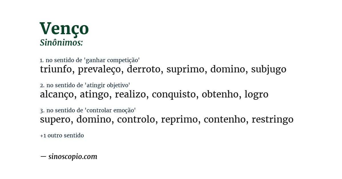 Sinônimo de venço