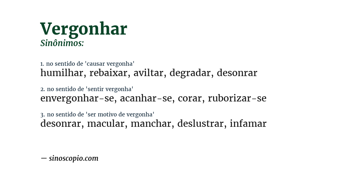 Sinônimo de vergonhar
