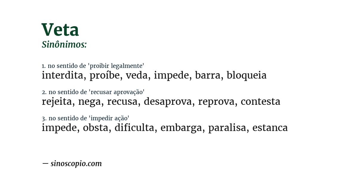 Sinônimo de veta