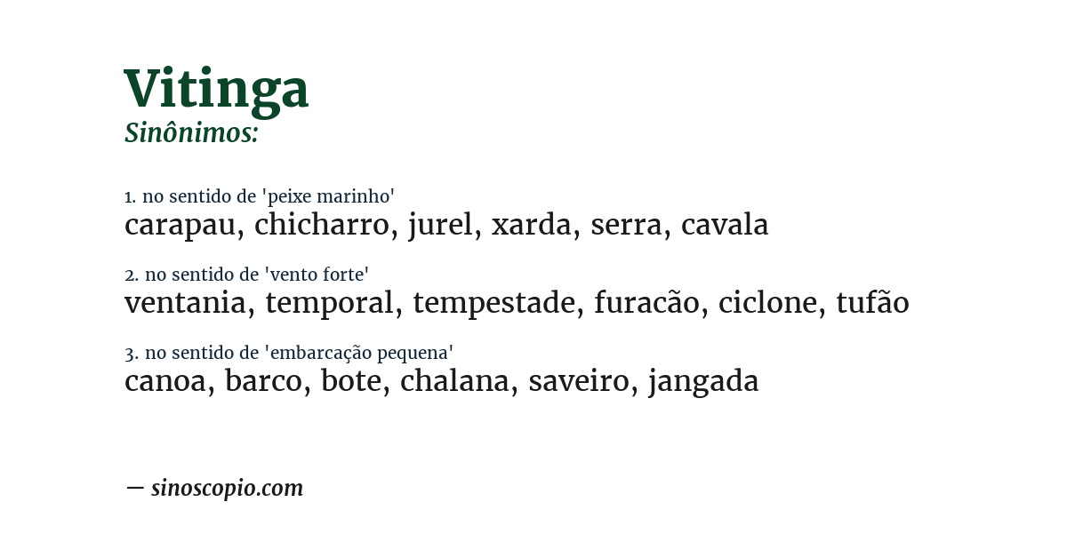 Sinônimo de vitinga
