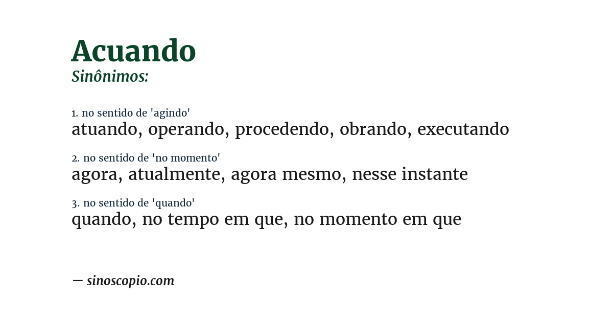 Sinônimo de acuando