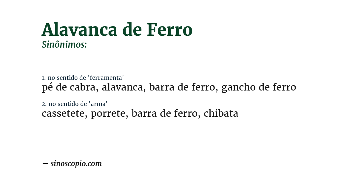 Sinônimo de alavanca de ferro