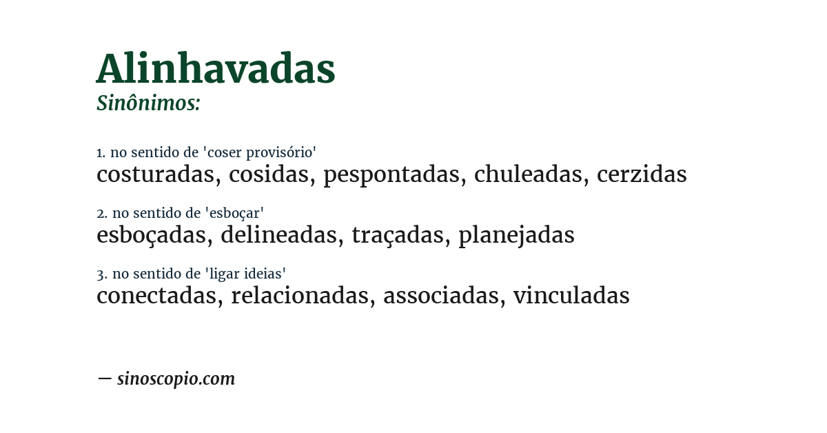Sinônimo de alinhavadas