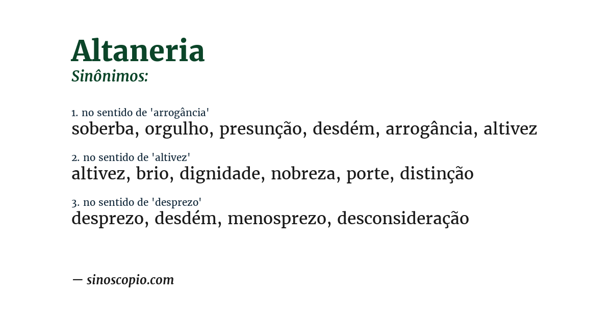 Sinônimo de altaneria