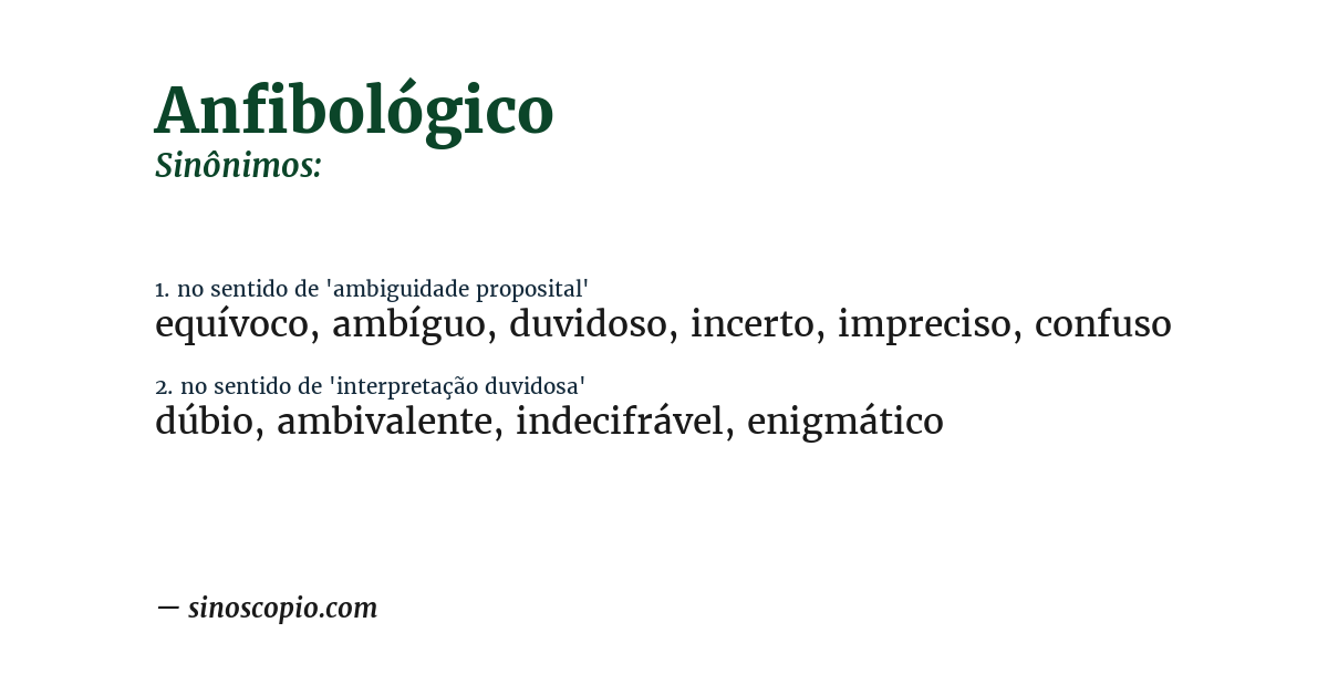 Sinônimo de anfibológico