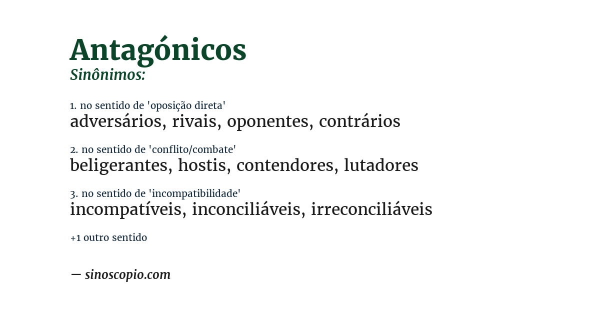 Sinônimo de antagónicos