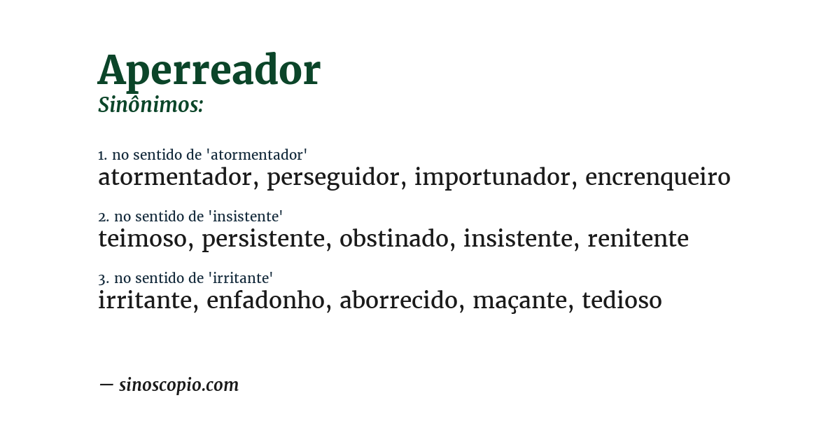 Sinônimo de aperreador