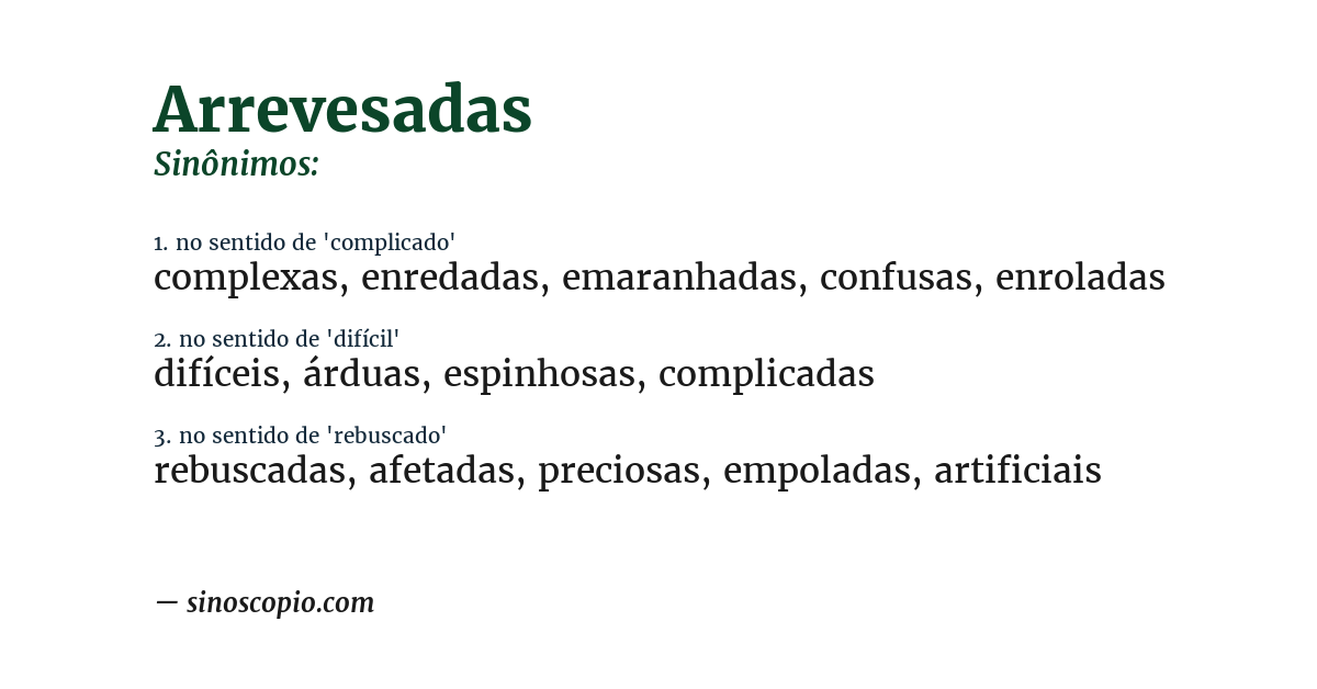 Sinônimo de arrevesadas