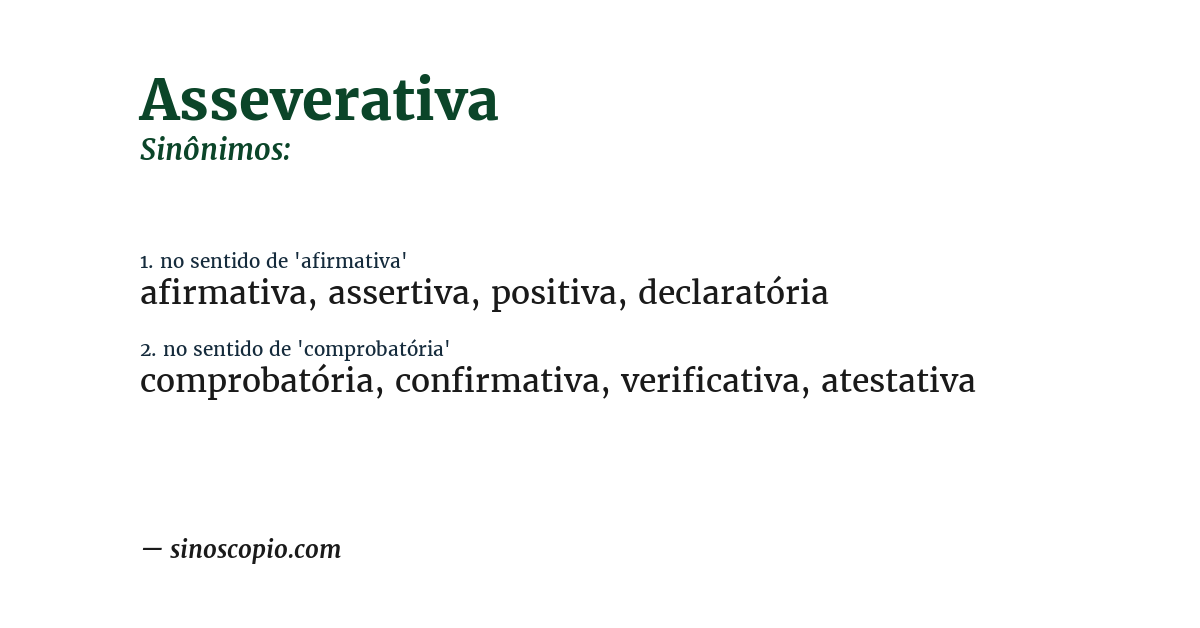 Sinônimo de asseverativa