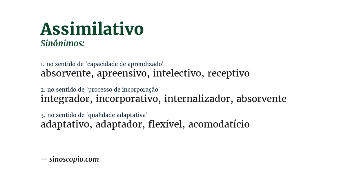 Sinônimo de assimilativo