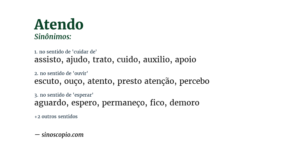 Sinônimo de atendo