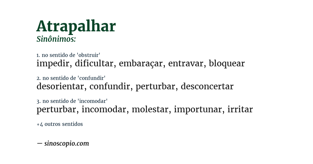 Sinônimo de atrapalhar