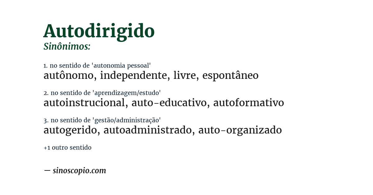 Sinônimo de autodirigido