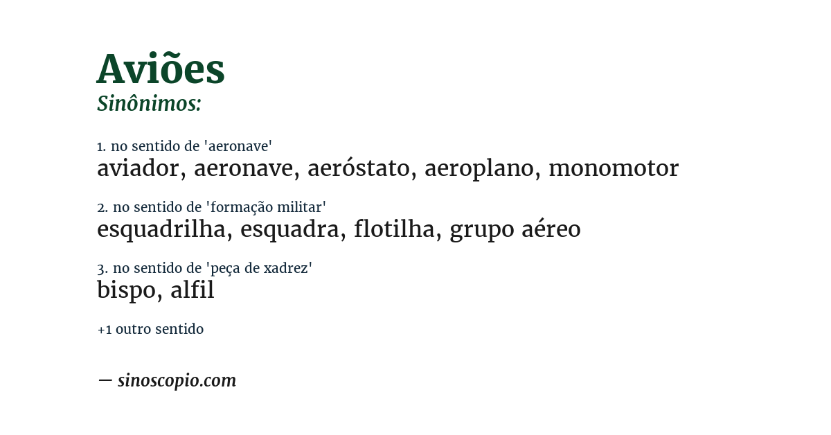 Sinônimo de aviões