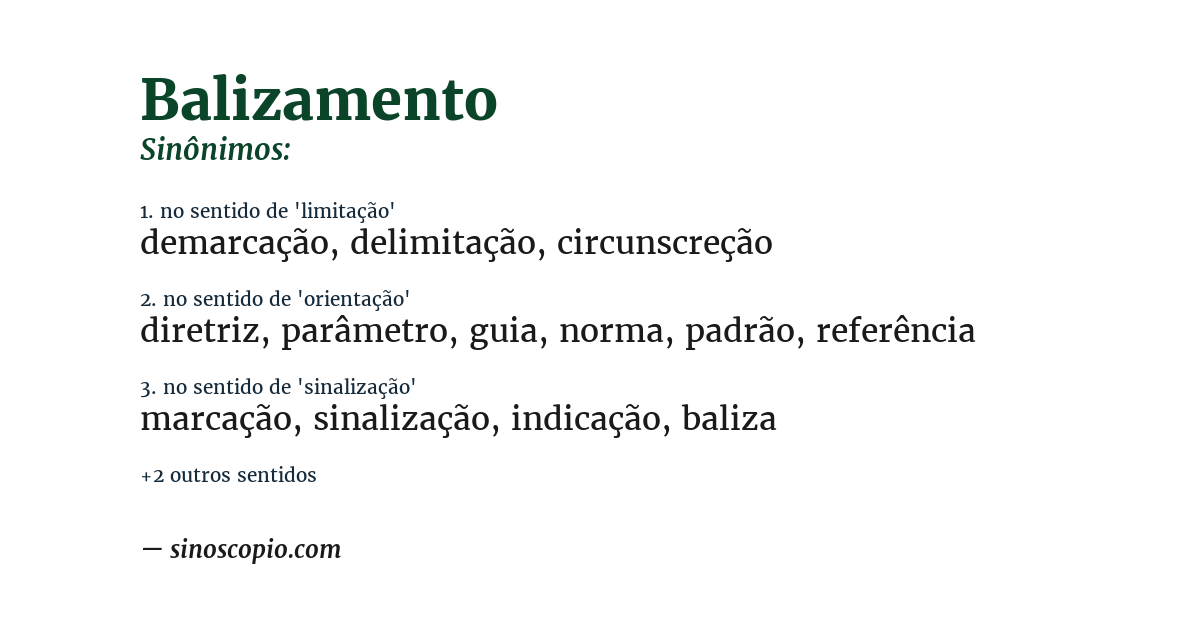 Sinônimo de balizamento