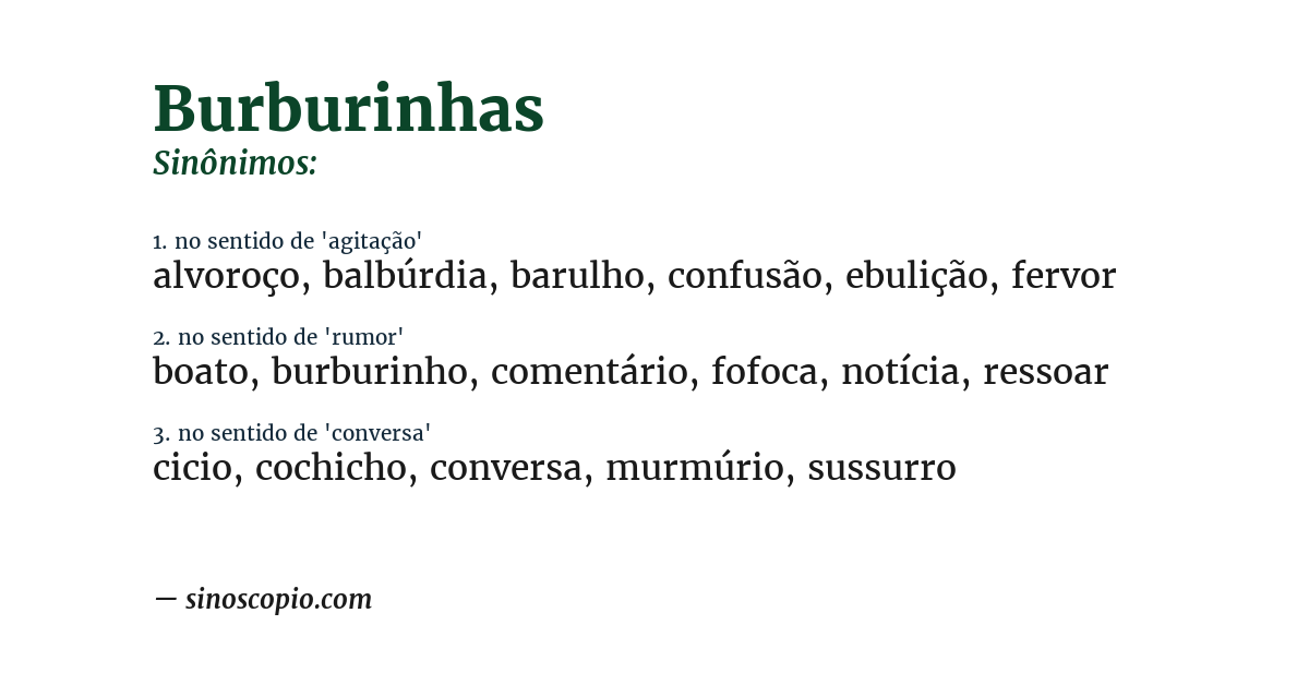 Sinônimo de burburinhas