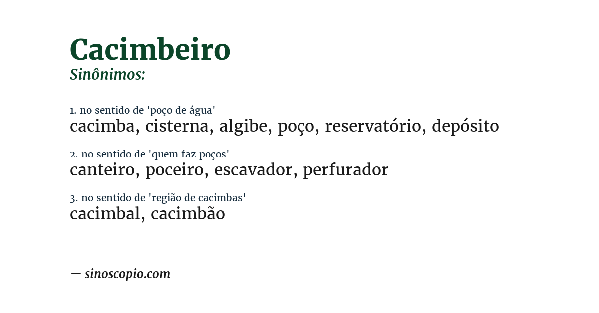 Sinônimo de cacimbeiro
