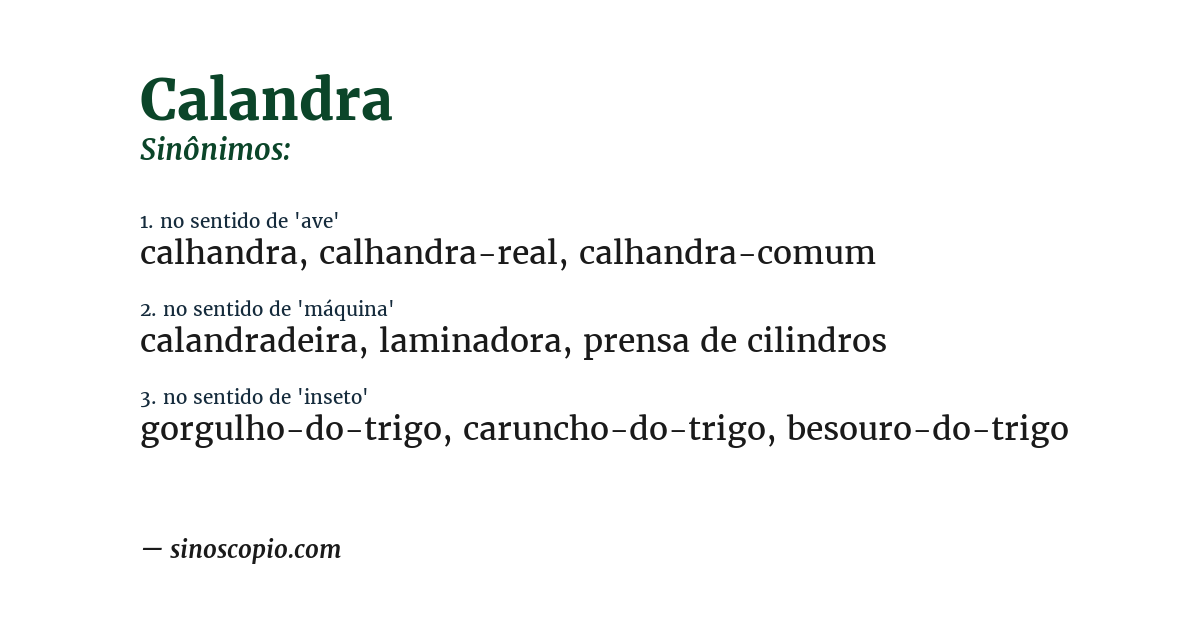 Sinônimo de calandra
