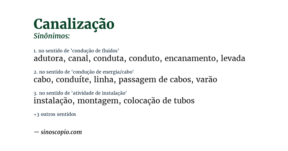 Sinônimo de canalização