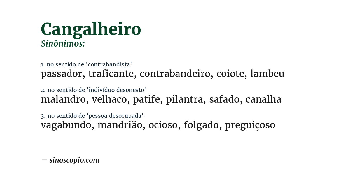 Sinônimo de cangalheiro