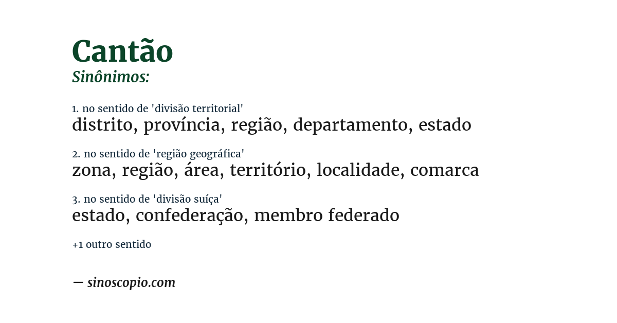 Sinônimo de cantão