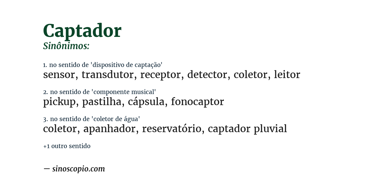 Sinônimo de captador