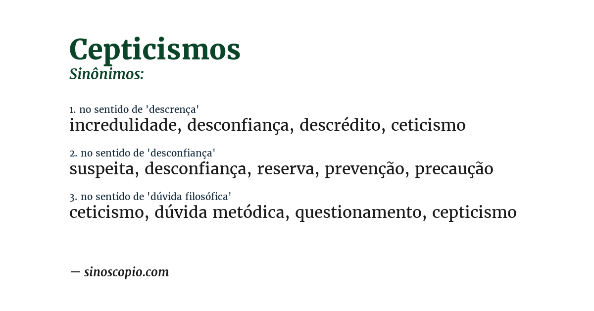 Sinônimo de cepticismos