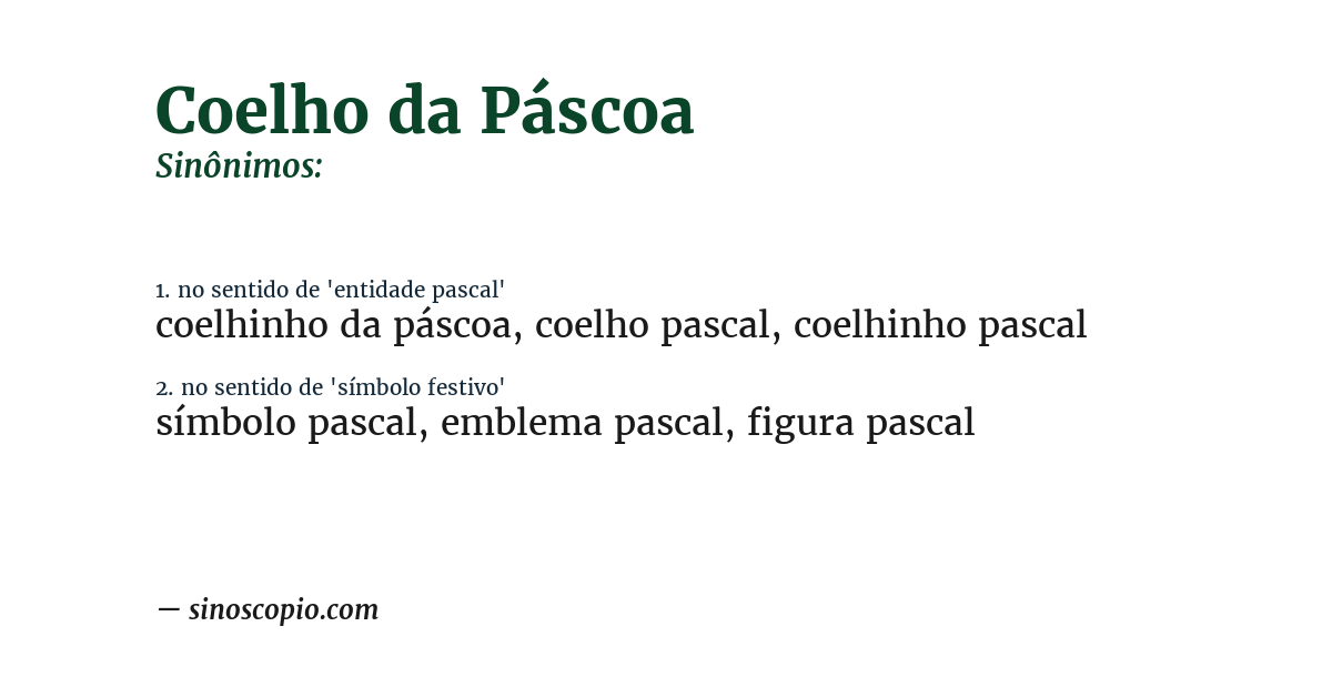 Sinônimo de coelho da páscoa