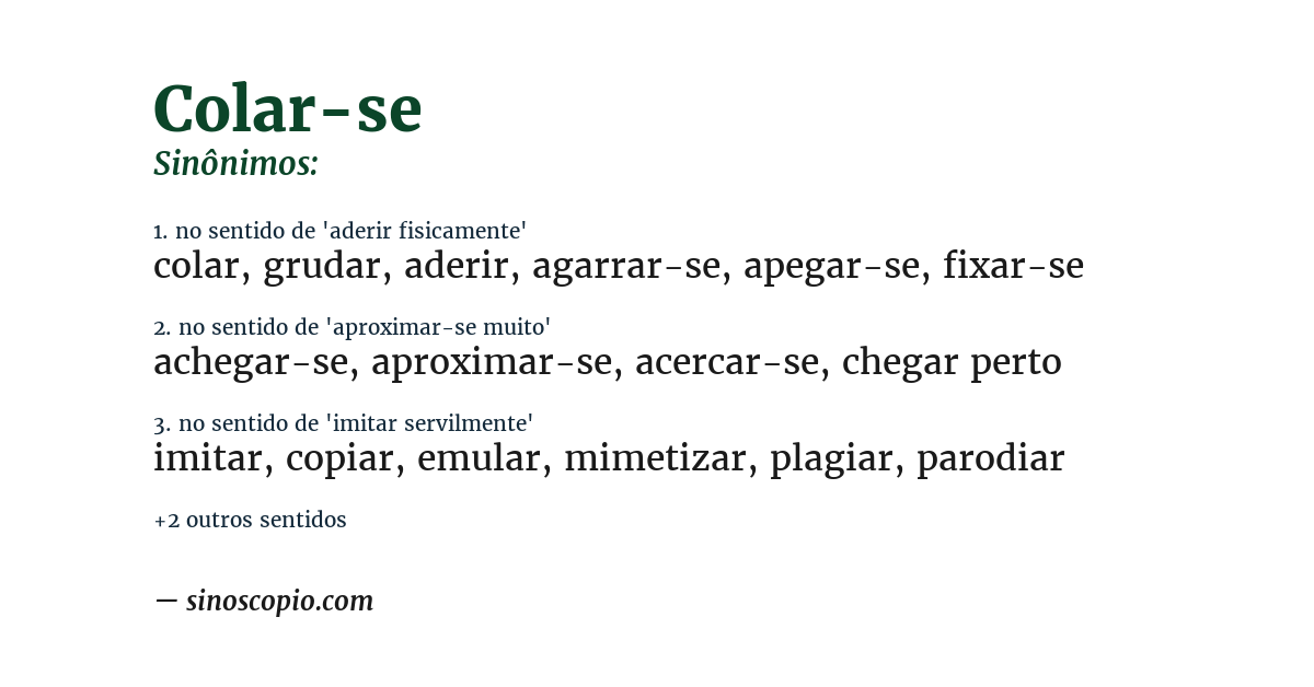 Sinônimo de colar-se