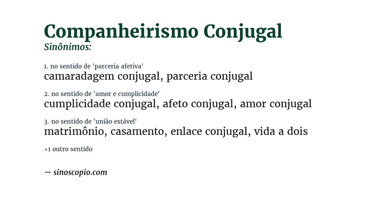 Sinônimo de companheirismo conjugal