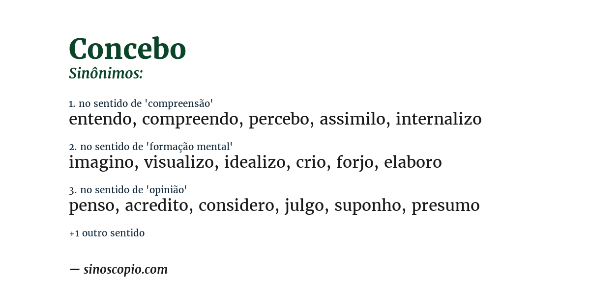 Sinônimo de concebo