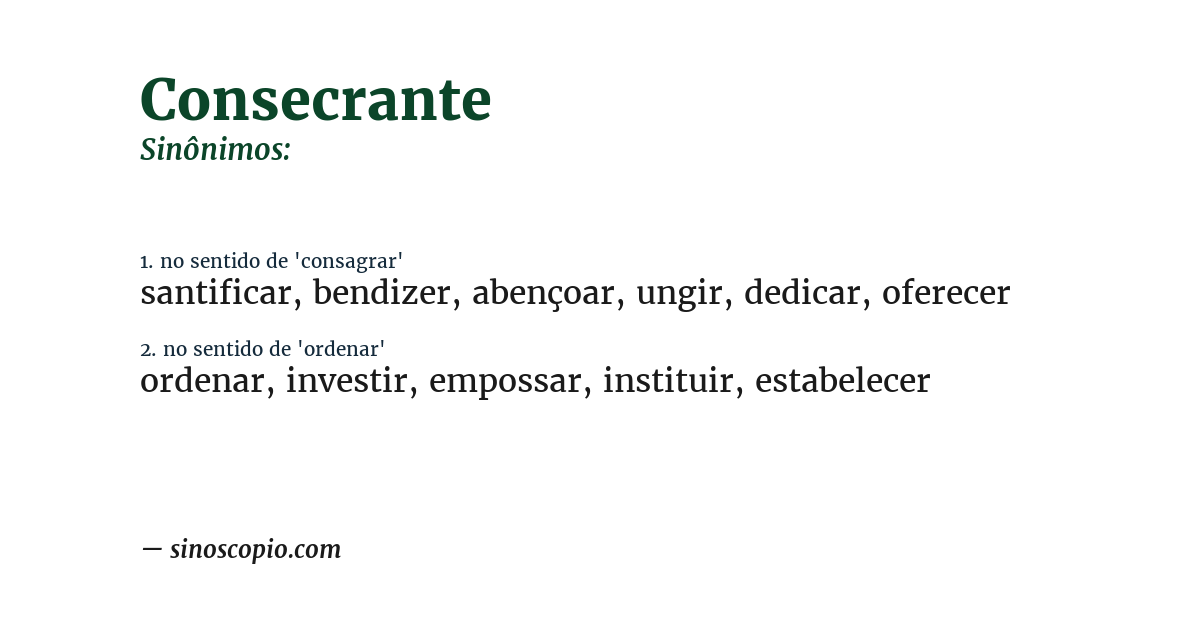 Sinônimo de consecrante