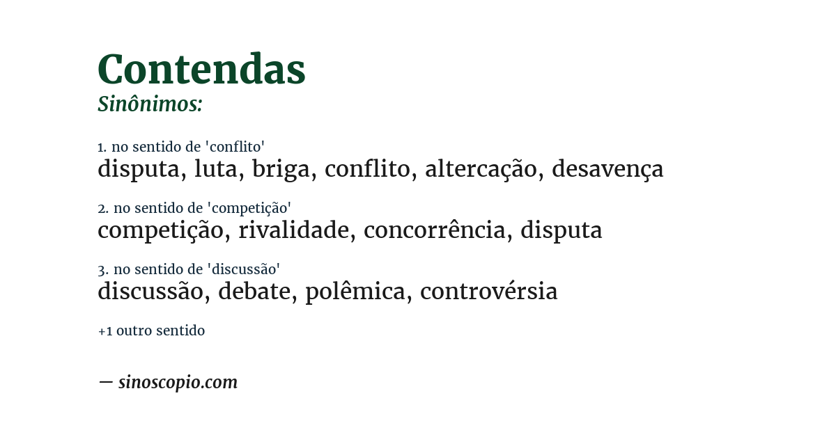 Sinônimo de contendas