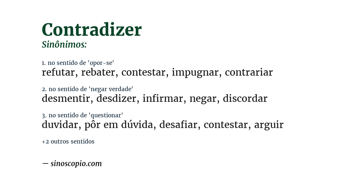 Sinônimo de contradizer
