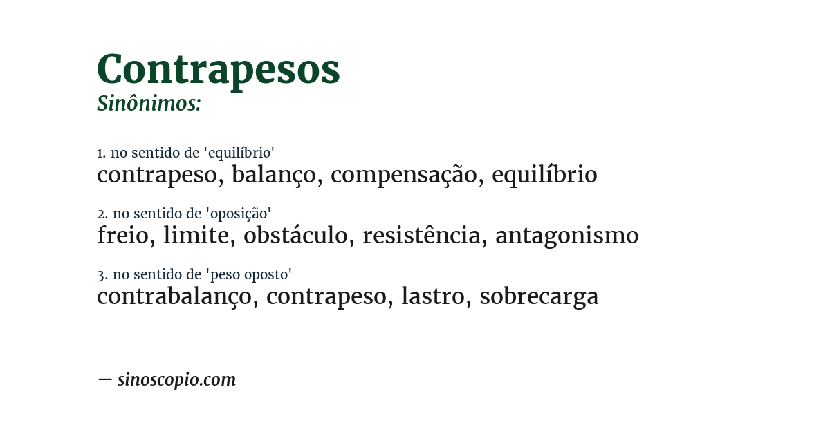 Sinônimo de contrapesos
